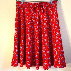 Frayne Skirt red floral self belt A Line S